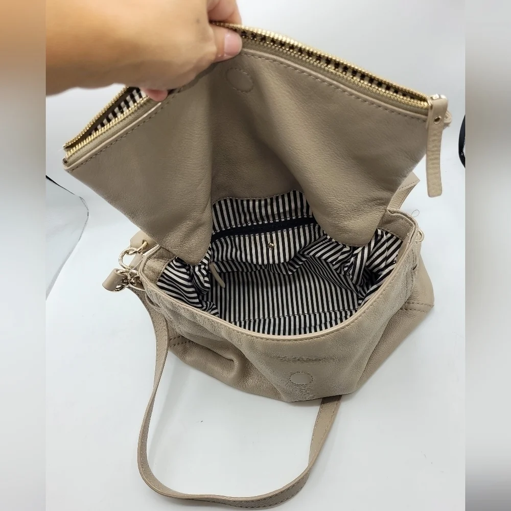 Kate Spade Boerum Place Devin Pebbled‎ Beige Leather Satchel Crossbody Bag